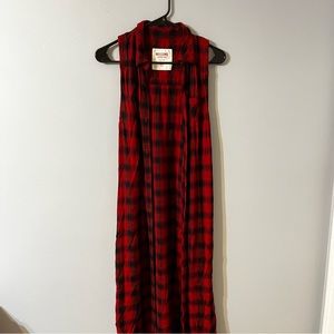 Long Button Down Plaid Dress/Cover Up